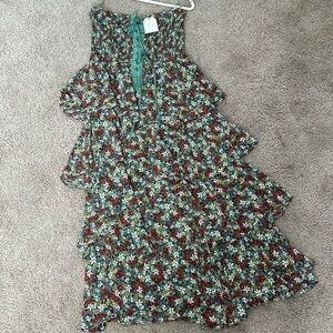 NWT floral strapless tiered maxi dress - size large